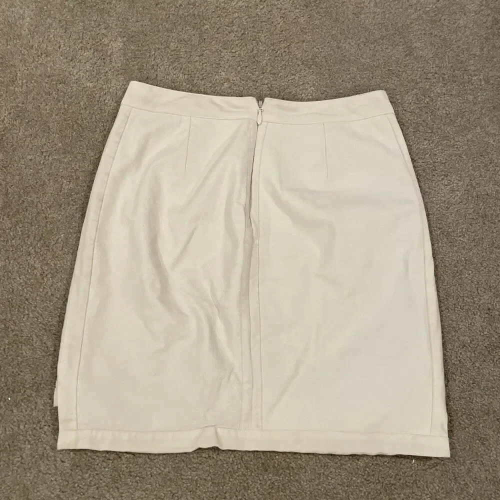 Vintage BEBE 90s Y2K White Leather Mixed Media Lined Mini Skirt Sz 4